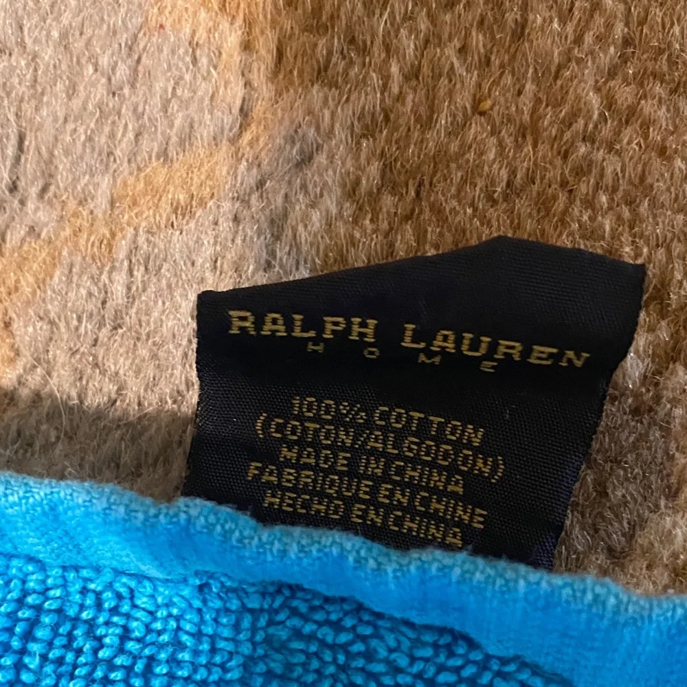 Ralph Lauren Home  Blue Polo Beach Towel with Multicolor Pocket $80